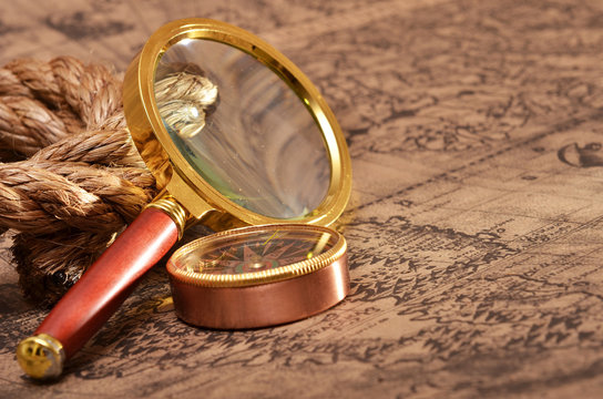 map and magnifying glass