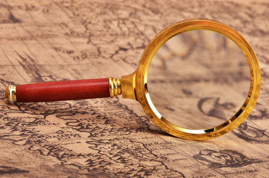 map and magnifying glass