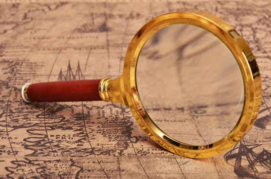 map and magnifying glass