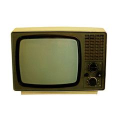 old TV on the isolated white background