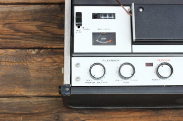 Fototapeta premium lose up of old reel to reel recording machine