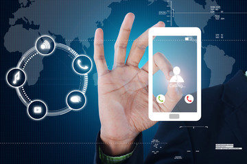 Smart hand showing  futuristic technology