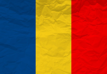 Romania flag crumpled paper