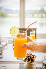 Orange juice and fruit