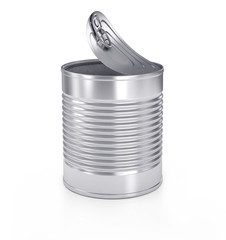 Empty opened tin can. Isolated on white background