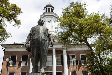 Statue of Johan Adolf Pengel in the old center of Paramaribo, Surinam, South America