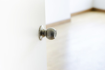 Close up - White Half-open door into room