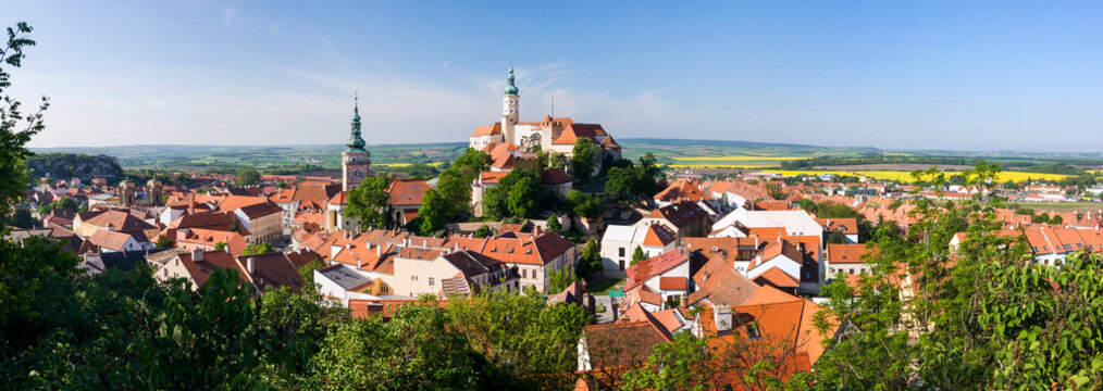Panorama of historical town Mikulov - Czech Republic