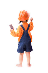 Asian Engineer baby girl writing something