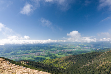 View from the mountain ridge to the valley