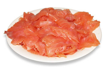 salmon pieces on dish