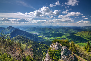 Fototapeta na wymiar View from the mountain ridge-Little Fatra hills-Slovakia