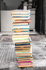 Pile of books isolated in the street market