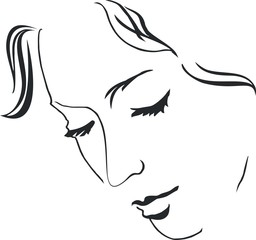 Silhouette calm face of a young woman