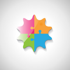 Puzzle Icon - Isolated On Gray Background