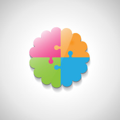 Puzzle Icon - Isolated On Gray Background