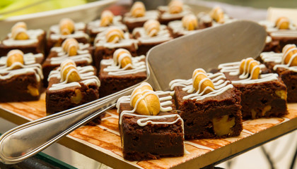 Brownie dessert on a tray
