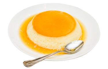 Pudding on white plate