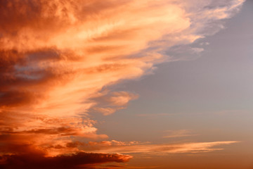 Dramatic sky with beautiful sunset