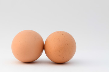 Close up of an egg isolated on white background