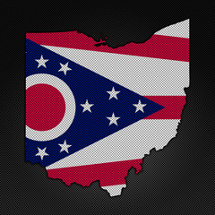 Flag in map on carbon background - Samoa