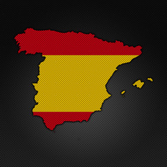 Fototapeta premium Illustration with flag in map on carbon background - Spain