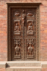 Old carved wooden door