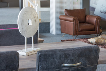 Shop with furniture and modern decoration at a table
