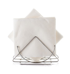 table napkin holder with napkin, isolated on white