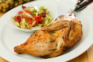 quail with salad