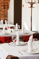 Tables set for meal