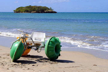 Water bike on Halcyon Beach St Lucia - obrazy, fototapety, plakaty