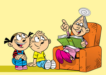 Grandmother with her grandchildren