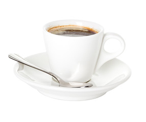 Coffee cup and saucer with a spoon 