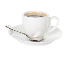 Coffee cup and saucer with a spoon 