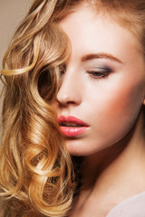 Fototapeta premium beautiful model with long hair closeup