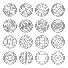 Set of abstract globes, vector illustration