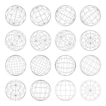Set of abstract globes, vector illustration