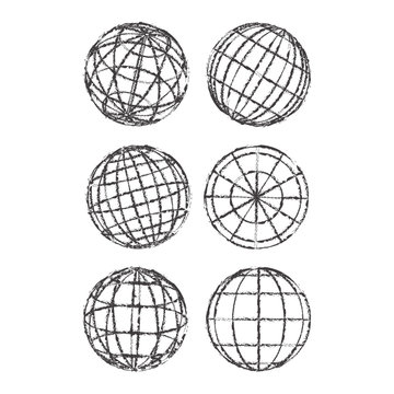 Set of abstract vintage globes vector illustration