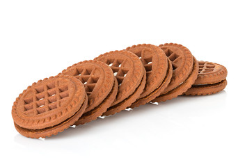 chocolate cookies with creme filing isolated