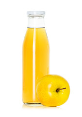 bottle of apple juice with apple