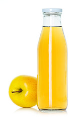 bottle of apple juice with apple