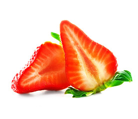 Sliced ​​strawberries  isolated on white background. Нар