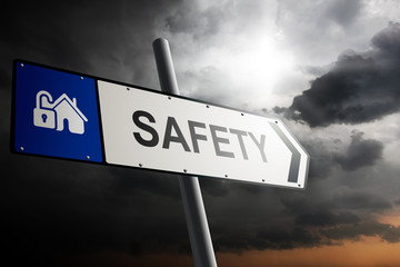 Obraz premium Safety direction. Blue traffic sign.