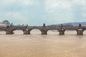 Fototapeta premium Charles Bridge in Prague, Panoramic View