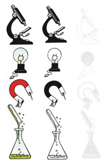 Four scientific icons with variations