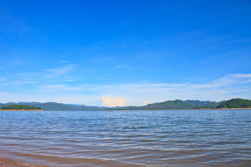 Views over the reservoir Kaengkrachan dam