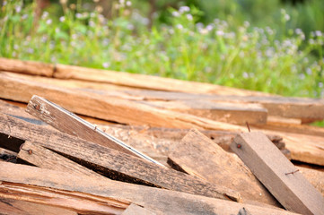Wood waste from construction.