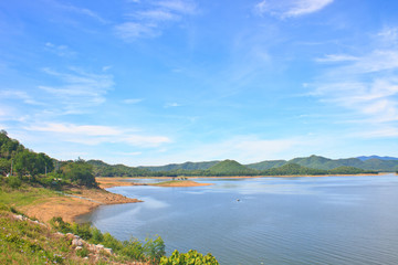 Views over the reservoir Kaengkrachan dam