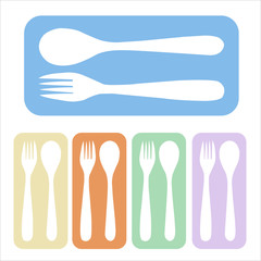 spoon and fork icon 5 colors